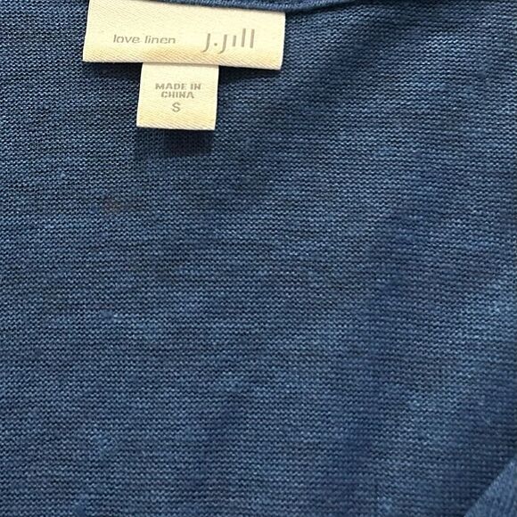 J. Jill Womens Love Linen Blue V-Neck Cardigan Sweater Size Small lightweight - Picture 8 of 9
